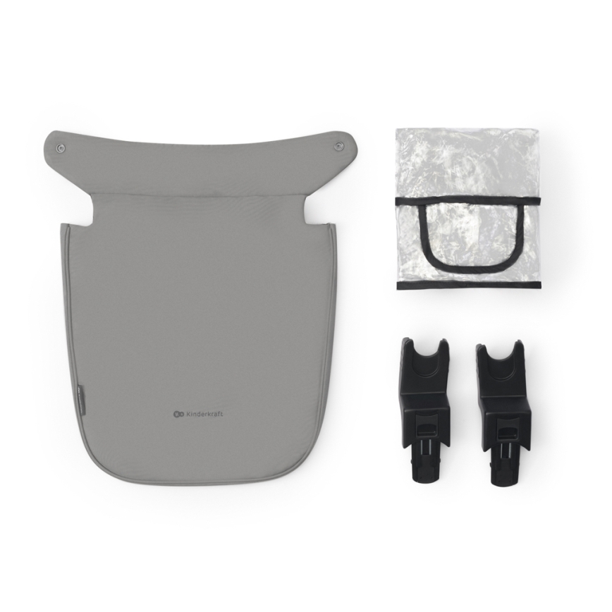 KINDERKRAFT - Kombinált babakocsi 3in1 NEWLY Moonlight szürke  + autósülés MINK PRO