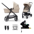 KINDERKRAFT - Kombinált babakocsi 4in1 NEWLY Klasszikus bézs + autósülés MINK PRO alappal ISOFIX