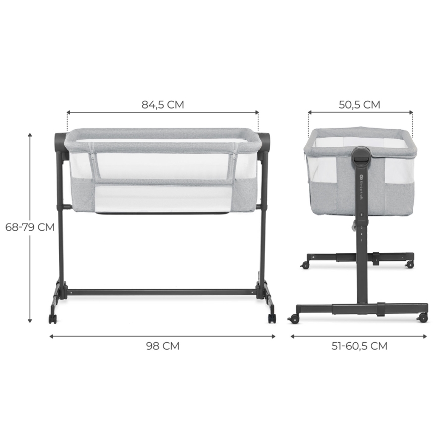 KINDERKRAFT - NESTE UP2 babaágy, világosszürke