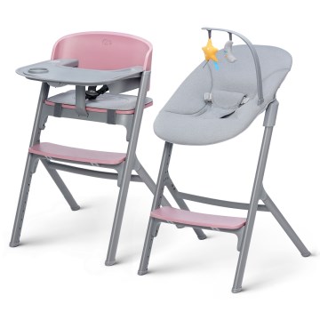 KINDERKRAFT SELECT - 3 az 1-ben gyerek etetőszék LIVY Premium Aster pink + baba pihenőszék CALMEE