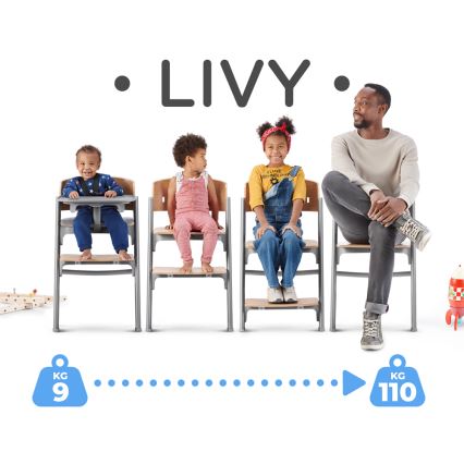 KINDERKRAFT SELECT - Gyermek étkezőszék 3in1 LIVY Premium tölgy