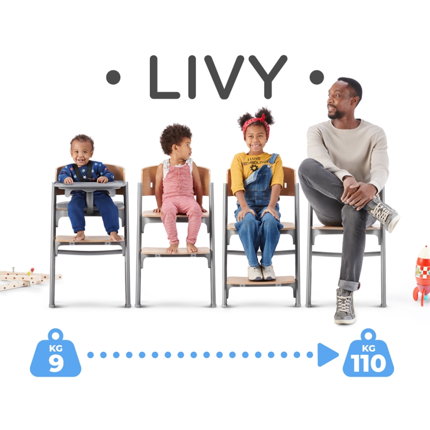 KINDERKRAFT SELECT - Gyermek étkezőszék 3in1 LIVY Premium tölgy