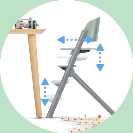 KINDERKRAFT SELECT - Gyermek étkezőszék 3in1 LIVY Premium Aster rózsaszín + nyugágy CALMEE