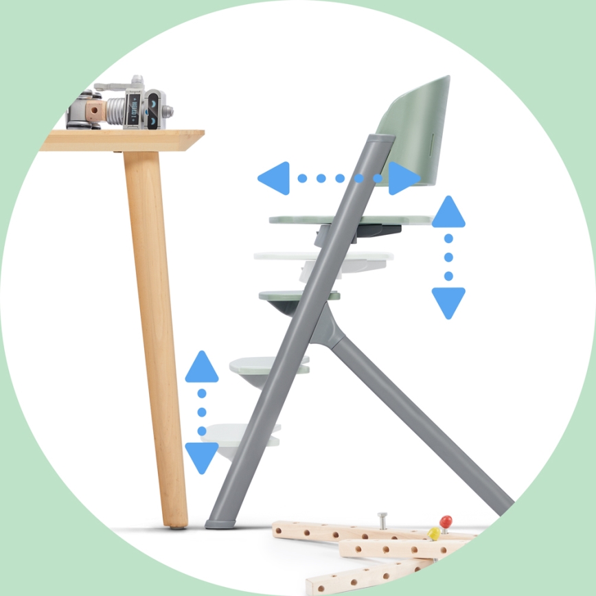 KINDERKRAFT SELECT - Gyermek étkezőszék 3in1 LIVY Premium Aster rózsaszín + nyugágy CALMEE