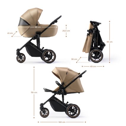 KINDERKRAFT SELECT - Kombinált babakocsi 3in1 PRIME 2 Premium Sandrose bézs + autósülés