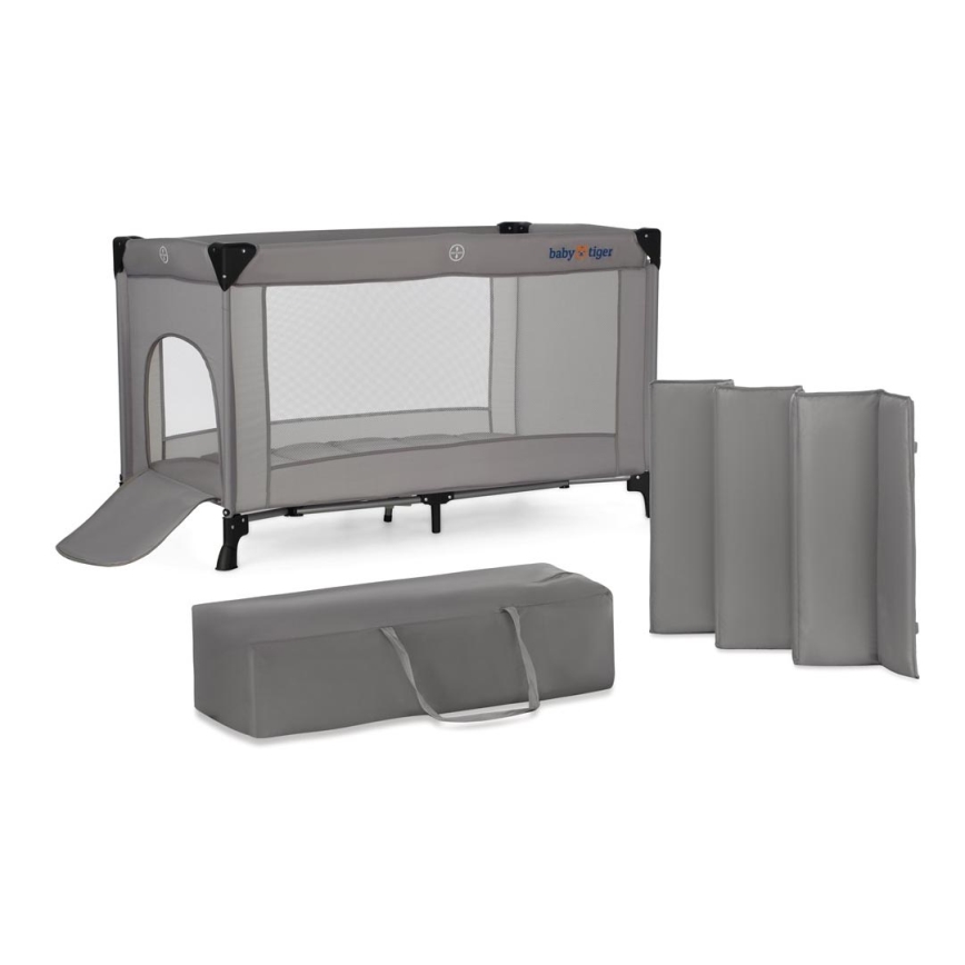 KINDERKRAFT - Utazó kiságy Baby Tiger VIKI szürke