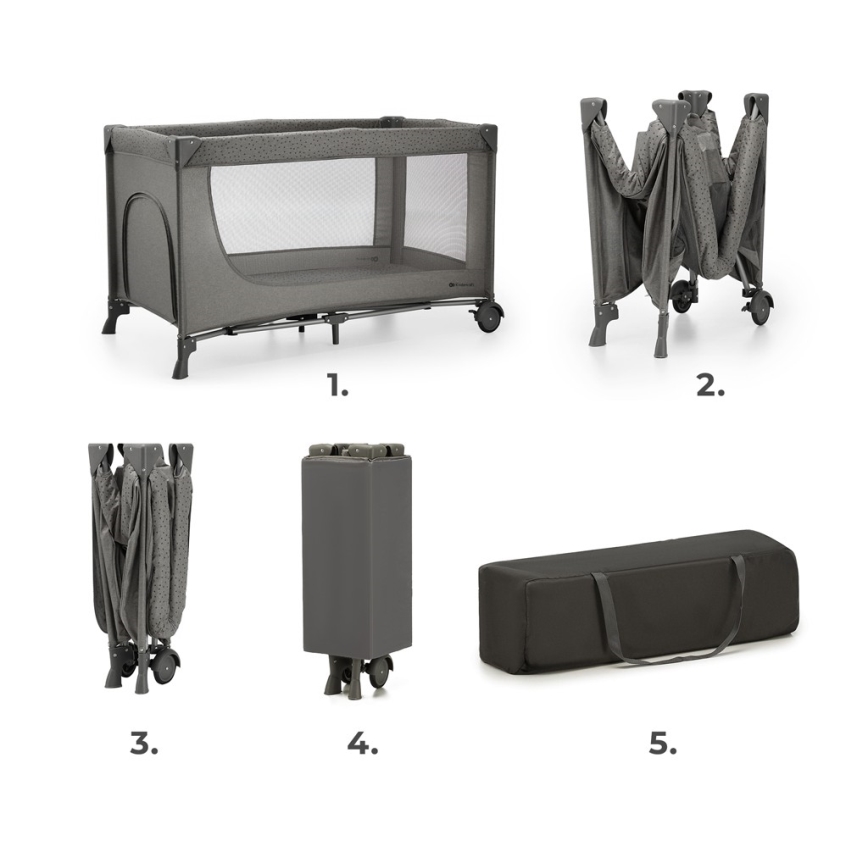 KINDERKRAFT - Utazó kiságy JOY 2 szürke