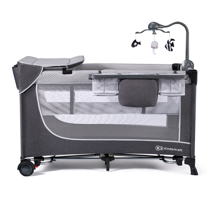 KINDERKRAFT - Utazó kiságy LEODY ezüst