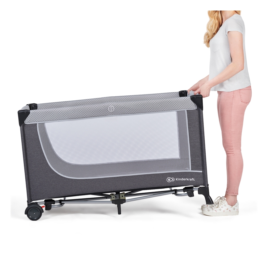 KINDERKRAFT - Utazó kiságy LEODY ezüst