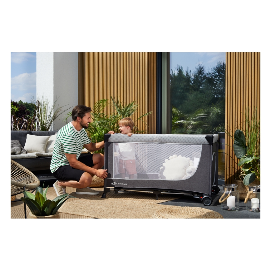 KINDERKRAFT - Utazó kiságy LEODY ezüst