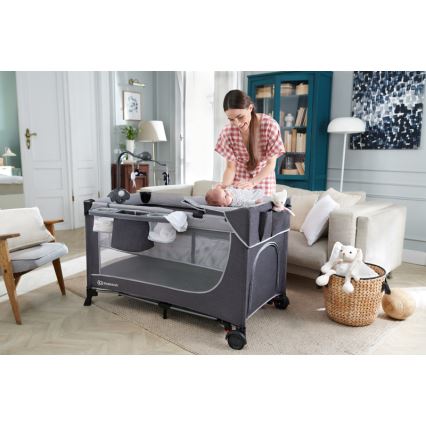 KINDERKRAFT - Utazó kiságy LEODY ezüst