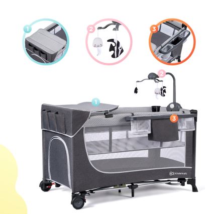 KINDERKRAFT - Utazó kiságy LEODY ezüst