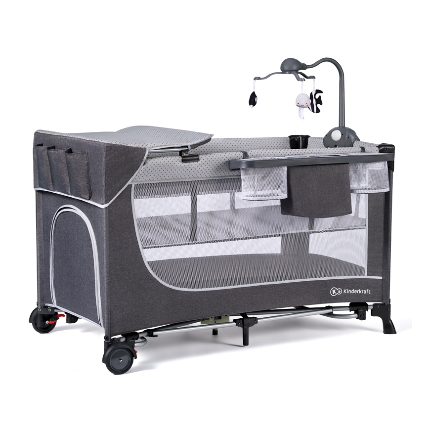 KINDERKRAFT - Utazó kiságy LEODY ezüst