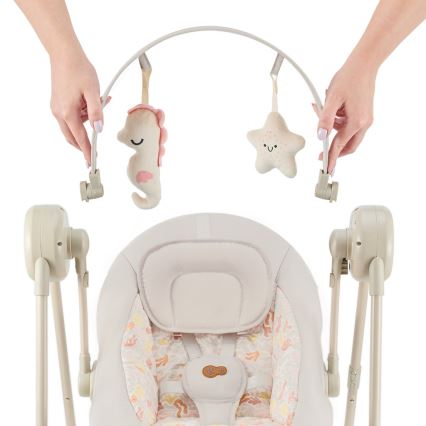 KINDERKRAFT - Zenélő babahinta SWINGEE bézs 4xAAA/230V
