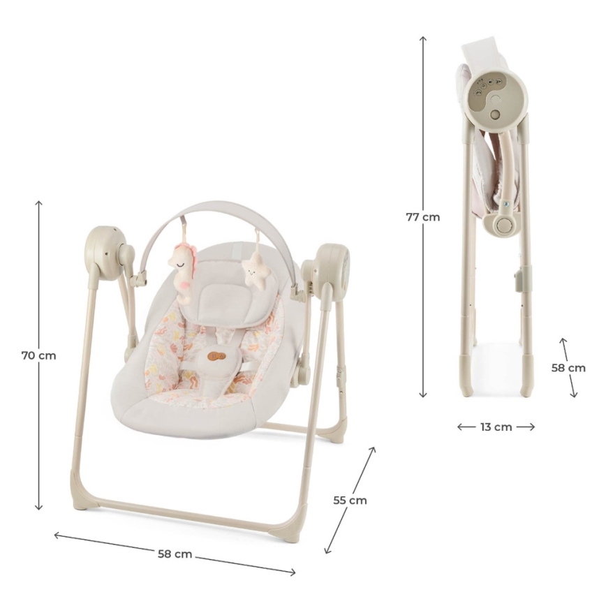 KINDERKRAFT - Zenélő babahinta SWINGEE bézs 4xAAA/230V