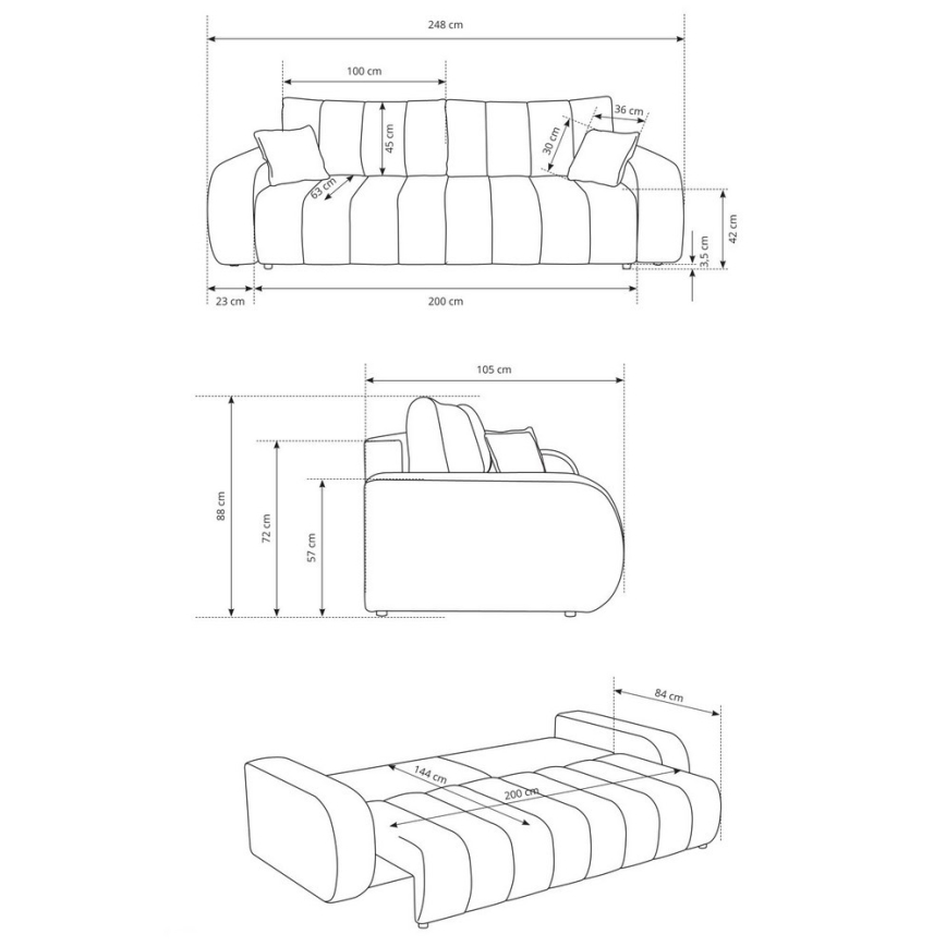 Kinyitható háromszemélyes kanapé DESIO bézs