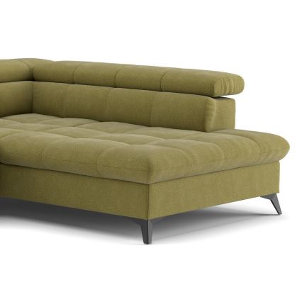 Kinyitható sarokkanapé L-alakban MARANO jobb oldali olívazöld