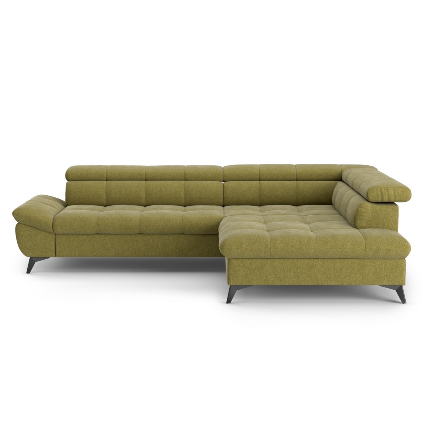 Kinyitható sarokkanapé L-alakban MARANO jobb oldali olívazöld