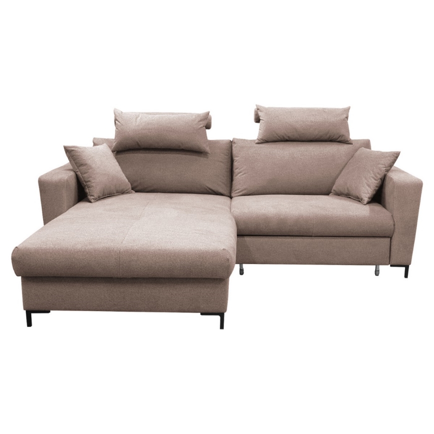 Kinyitható L-alakú sarokkanapé tárolóval HORTA, balos, rózsaszín