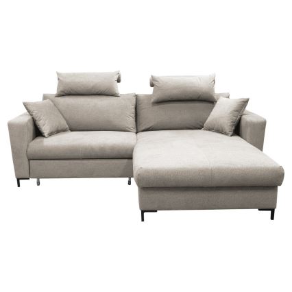 Kinyitható L alakú sarokkanapé tárolóval HORTA, jobbos kivitel, szürke