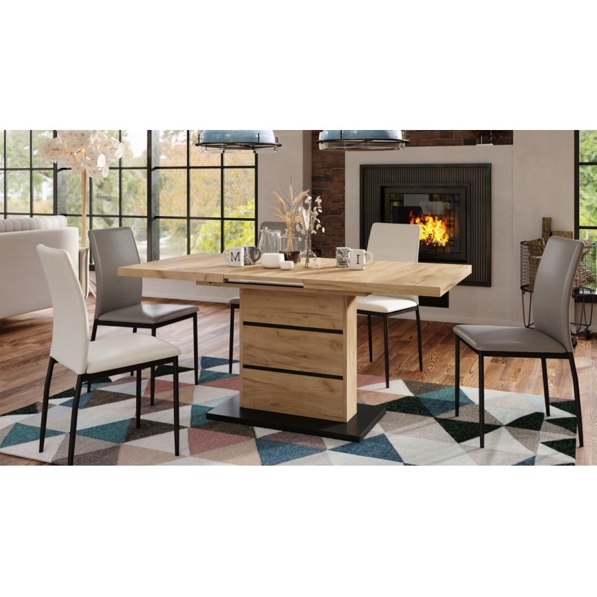 Kinyitható étkezőasztal PAOLO craft tölgy/fekete