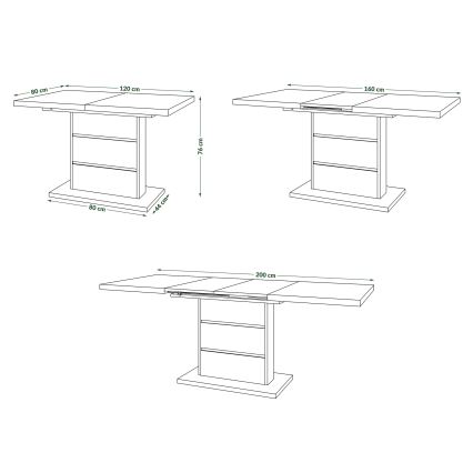 Kinyitható étkezőasztal PAOLO craft tölgy/fekete