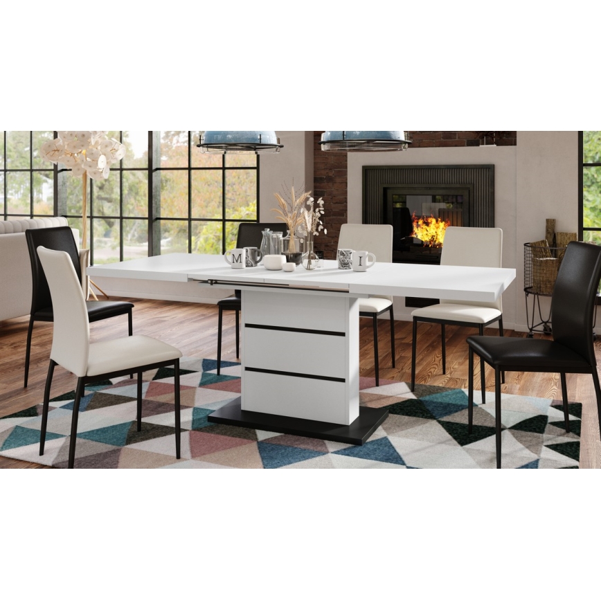 Kinyitható étkezőasztal PAOLO fehér/fekete