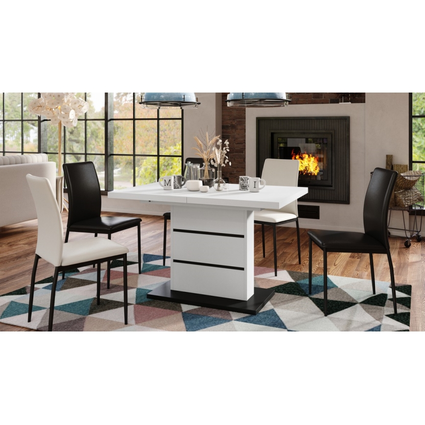 Kinyitható étkezőasztal PAOLO fehér/fekete