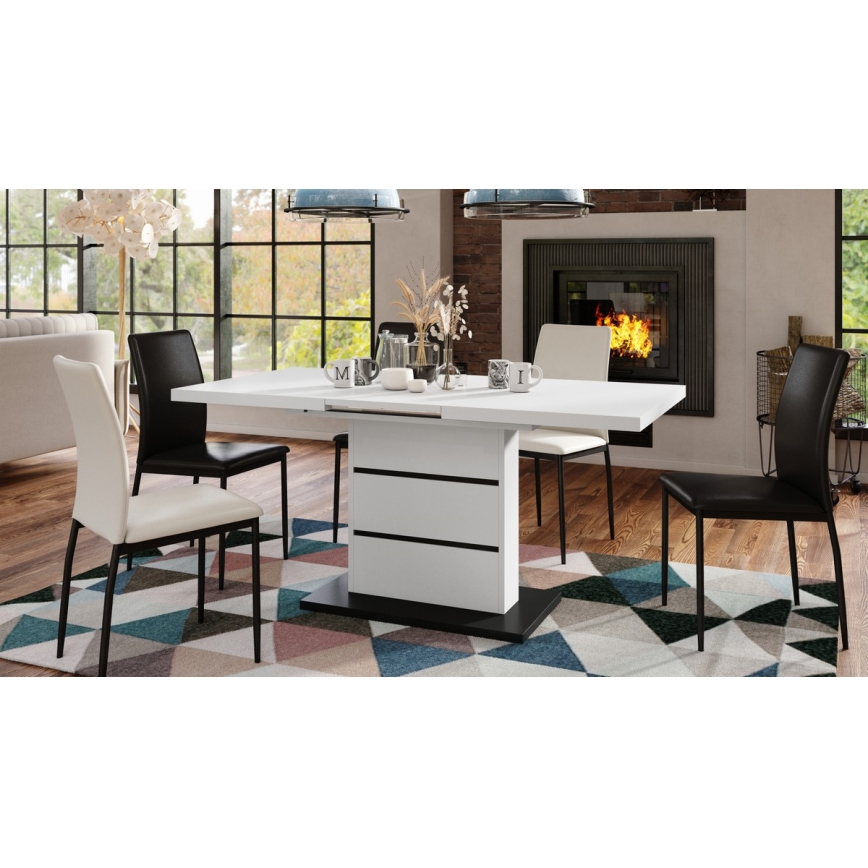 Kinyitható étkezőasztal PAOLO fehér/fekete
