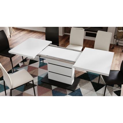 Kinyitható étkezőasztal PAOLO fehér/fekete