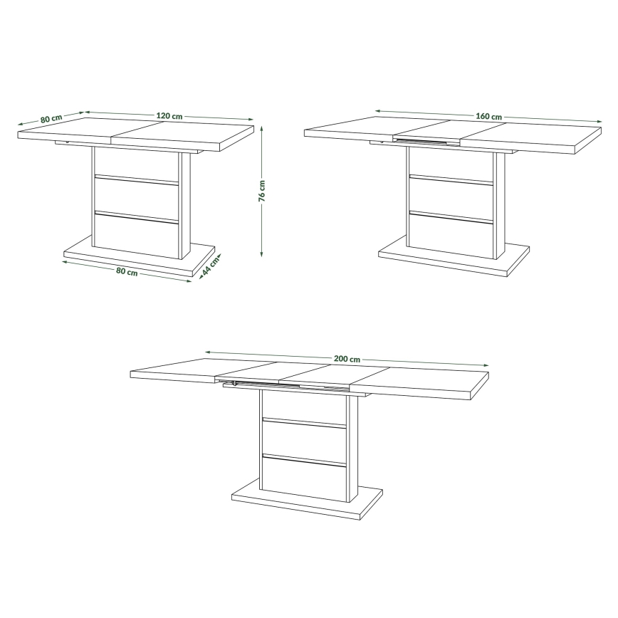 Kinyitható étkezőasztal PAOLO fehér/fekete