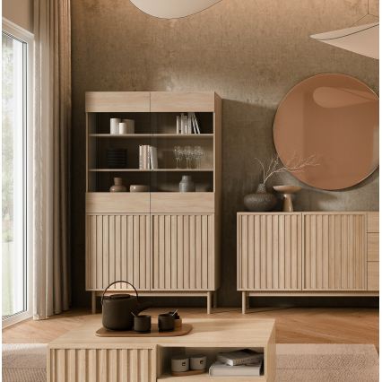 KIOTO vitrin 106x183x37 cm Cremona tölgy/üveg