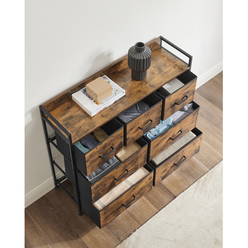 KIRA fiókos komód barna/fekete