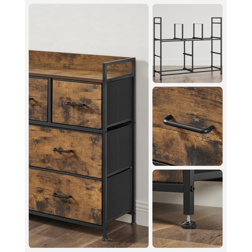 KIRA fiókos komód barna/fekete