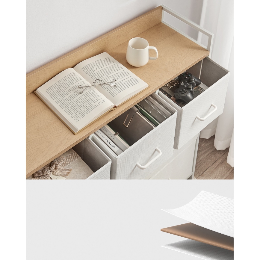 Fiókos komód KIRA fehér/barna