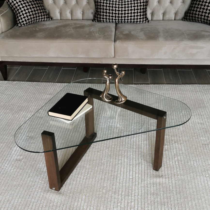 Kisasztal CAM 41x96 cm barna/átlátszó