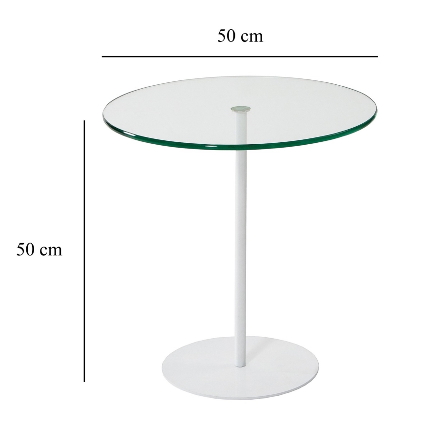 Kisasztal CHILL 50x50 cm fehér/átlátszó