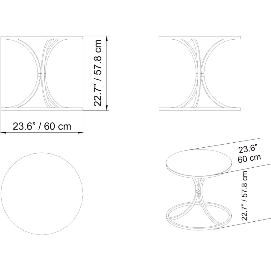 Kisasztal CORLEAONE 57,8x60 cm arany/fekete