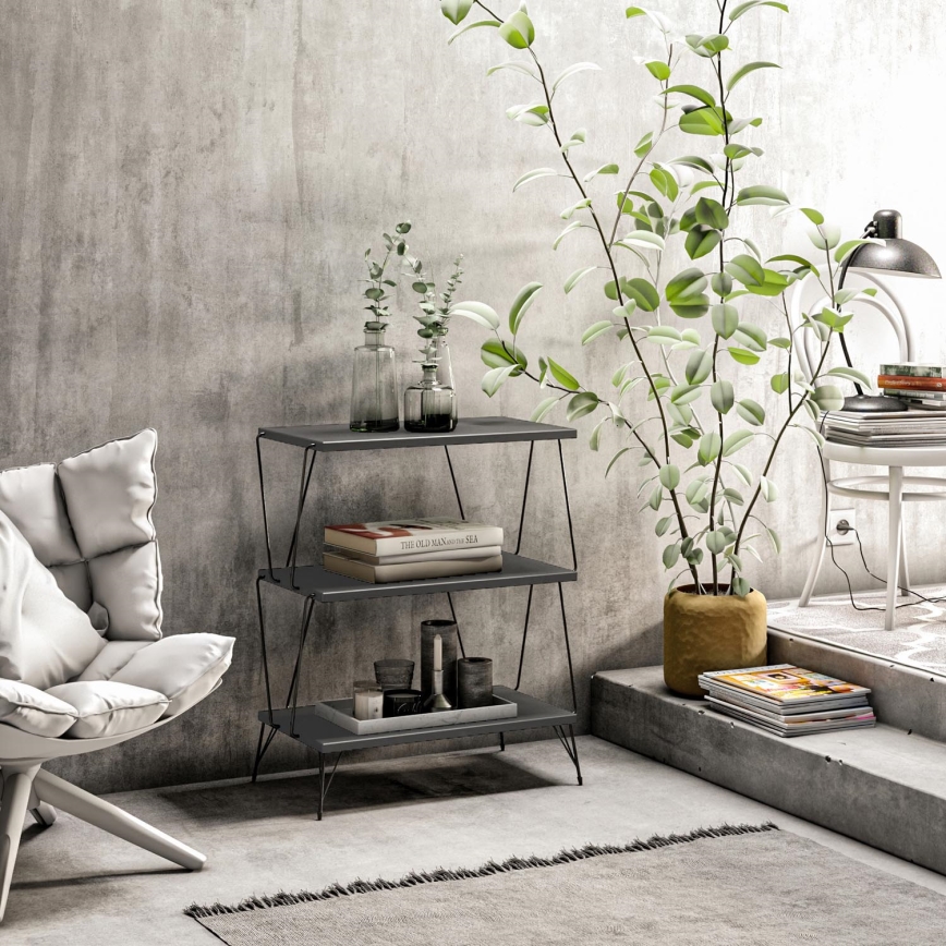 Kisasztal LAZANDOS 75x48 cm antracit/fekete