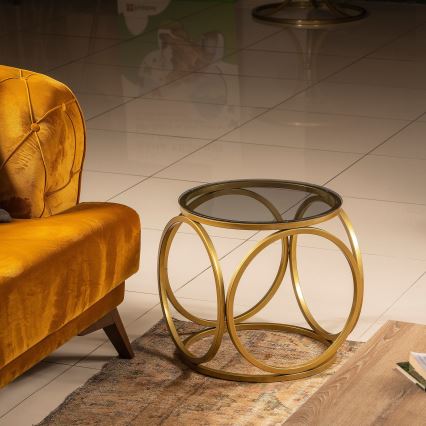 Kisasztal MIMO 40x40 cm arany/fekete