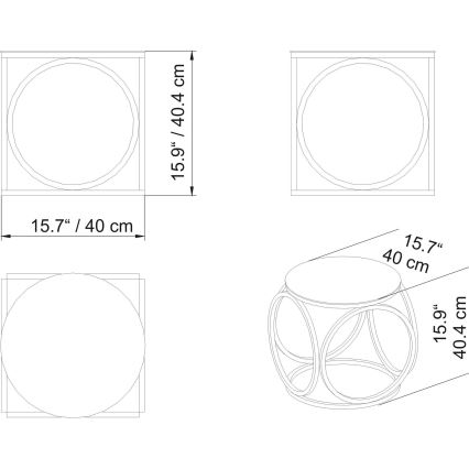 Kisasztal MIMO 40x40 cm arany/fekete