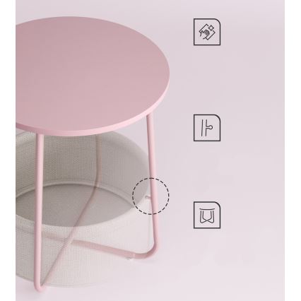 Kisasztal NOIRA rózsaszín/fehér