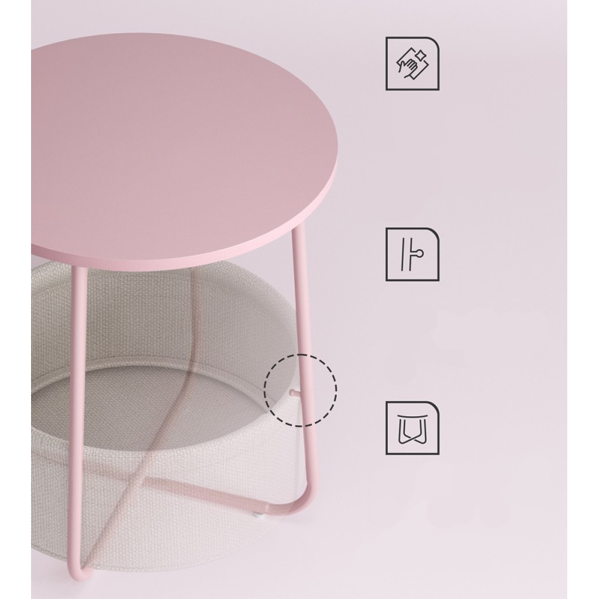 Kisasztal NOIRA rózsaszín/fehér