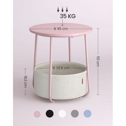 Kisasztal NOIRA rózsaszín/fehér