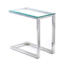 Kisasztal STIVAR 30x50 cm matt króm/átlátszó