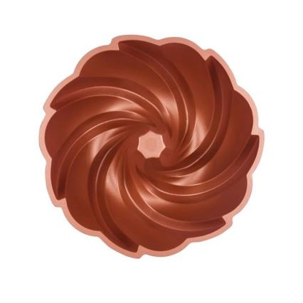 KITCHISIMO 24 cm-es, szélforgó mintájú, rézszínű kuglófform