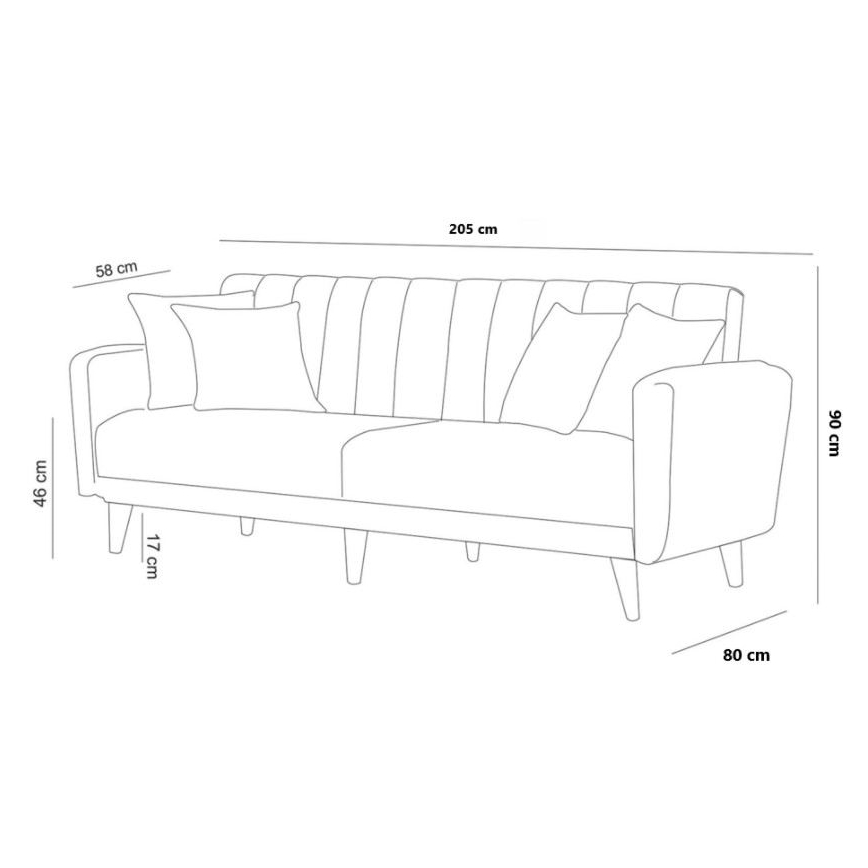 KITO szürke, kihúzható kétszemélyes kanapé