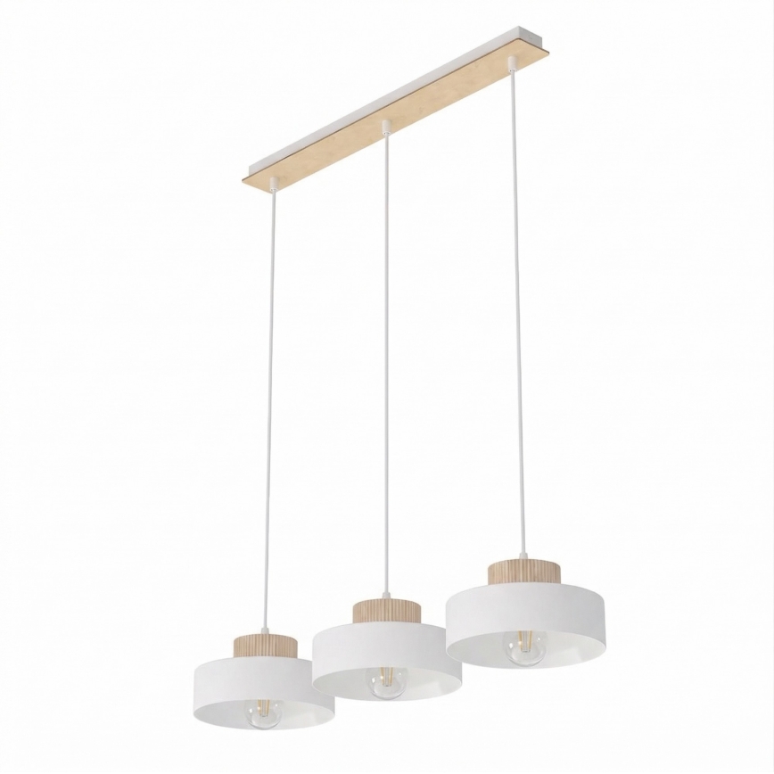 KIVI kábeles csillár 3xE27/15W/230V, fehér