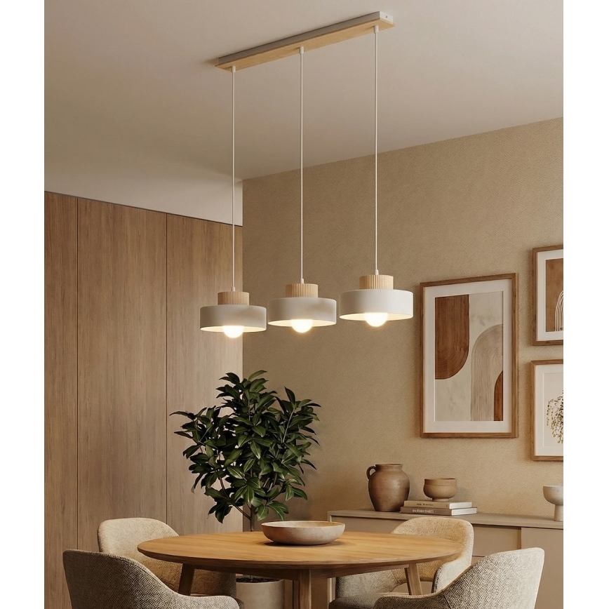 KIVI kábeles csillár 3xE27/15W/230V, fehér