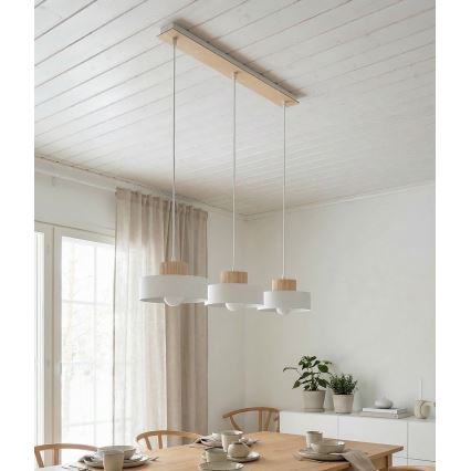 KIVI kábeles csillár 3xE27/15W/230V, fehér